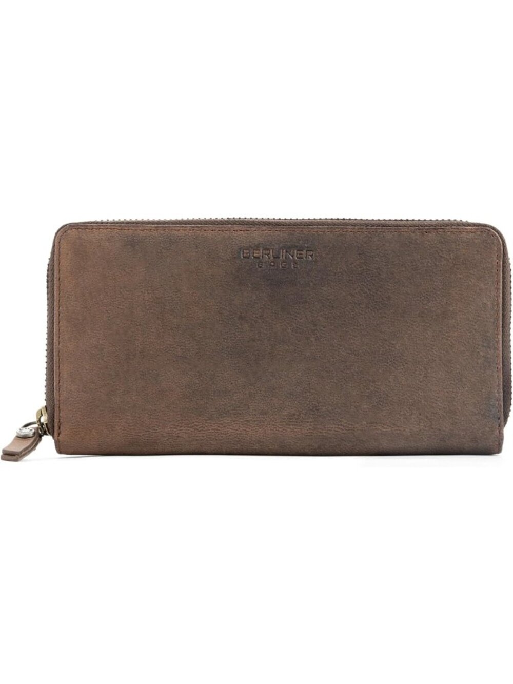 Full Grain Leather Zip Wallet for Women, Stylish Brown Wallet with Gift Box